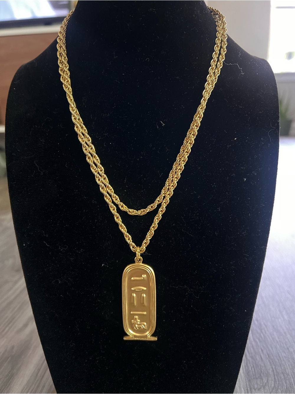 Avon Egyptian Rope Chain Necklace with Hieroglyphics